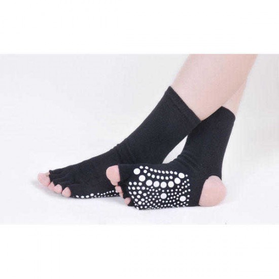 Women Men Five Finger Toes Yoga Socks Bare Heel Toes High Tube Non-Slip Cotton Stocking