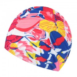 Women Men Plus Size Folding Nylon Print Flexible Swimming Cap Protection Long Hair Cloth Bathing Cap