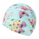 Women Men Plus Size Folding Nylon Print Flexible Swimming Cap Protection Long Hair Cloth Bathing Cap