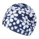 Women Men Plus Size Folding Nylon Print Flexible Swimming Cap Protection Long Hair Cloth Bathing Cap