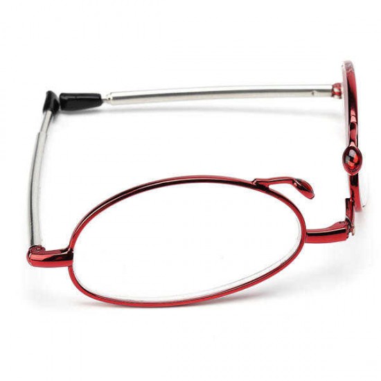 Women Men Portable Light Folding Circle Lens Reading Glasses Flexible Telescopic Presbyopic Glasses