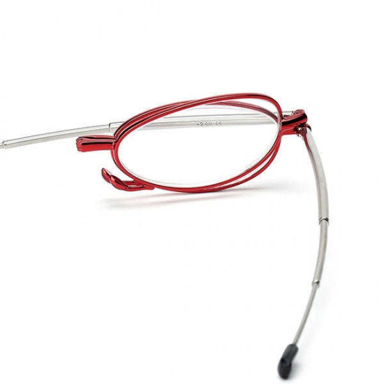 Women Men Portable Light Folding Circle Lens Reading Glasses Flexible Telescopic Presbyopic Glasses