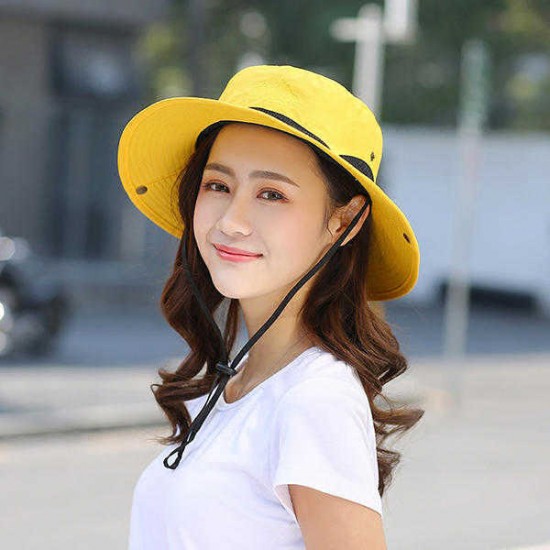 Women Men Summer Wide Brim Sunshade Fisherman Hat Foldable Outdoor Breathable Fisherman Cap