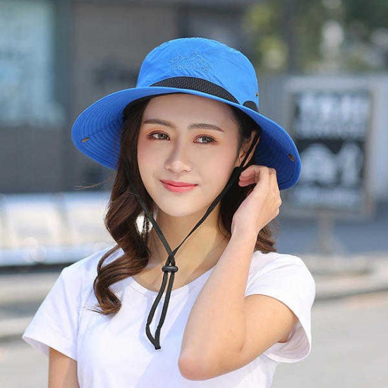 Women Men Summer Wide Brim Sunshade Fisherman Hat Foldable Outdoor Breathable Fisherman Cap