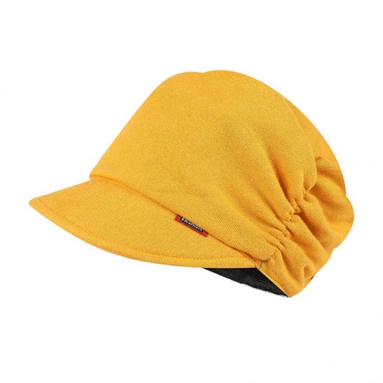 Women Men Unisex Warm Side Pleated Peaked Pile Cap Casual Stylish Solid Cotton Octagon Beret Hat