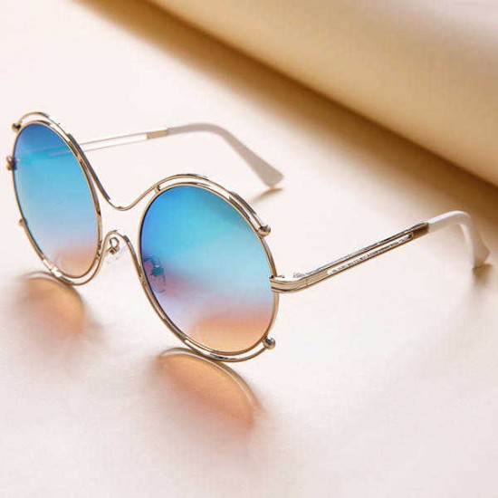 Women Mens Unisex Vintage Anti-UV Double Ring Sunglasses Retro Steampunk Round Mirror Lens Glasses