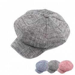 Women Mens Vintage Linen Octagonal Cap Casual Solid Painter Hat Newsboy Cap