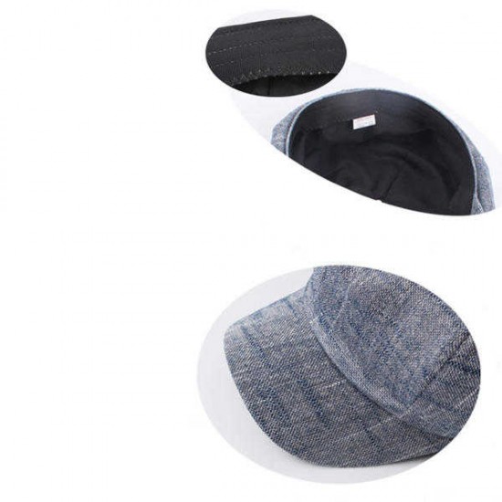 Women Mens Vintage Linen Octagonal Cap Casual Solid Painter Hat Newsboy Cap