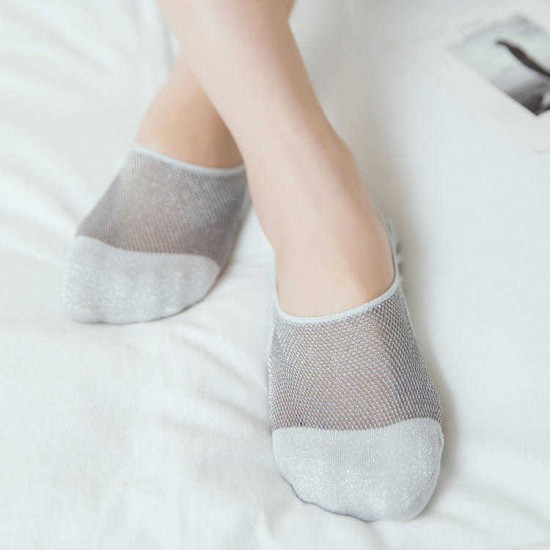 Women Mesh Breathable Anti-slip Invisible Boat Socks Casual Elastic Low Cut Socks