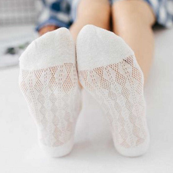 Women Mesh Breathable Boat Socks Deodorization Combed Cotton Low Cut Sock