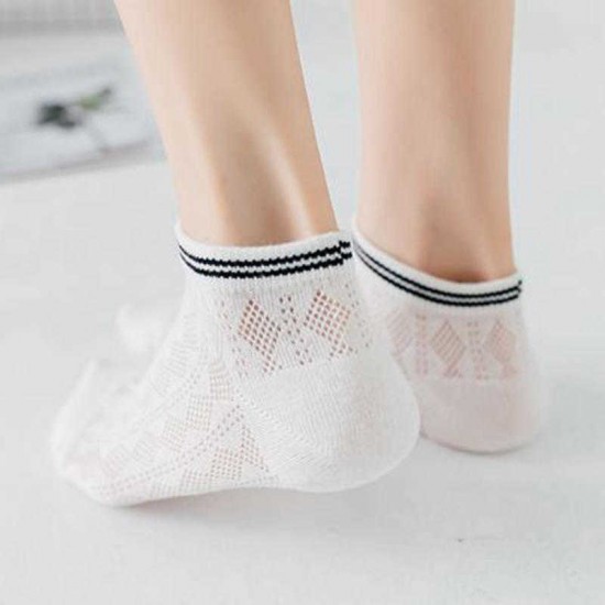 Women Mesh Breathable Boat Socks Deodorization Combed Cotton Low Cut Sock