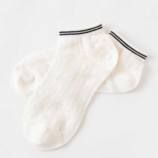 Women Mesh Breathable Boat Socks Deodorization Combed Cotton Low Cut Sock