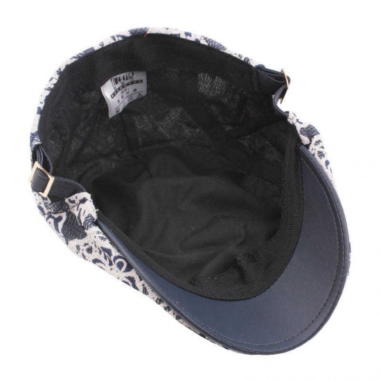 Women Mesh Breathable Lace Beret Hat Embroidery Flowers Thin Sunscreen Leather Cap