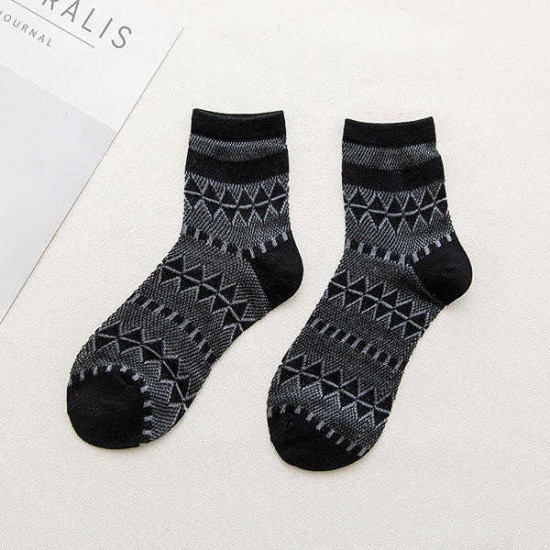 Women Mesh Harajuku Rhombus Middle Tube Short Socks Breathable Good Elastic Funny Socks