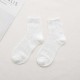 Women Mesh Harajuku Rhombus Middle Tube Short Socks Breathable Good Elastic Funny Socks