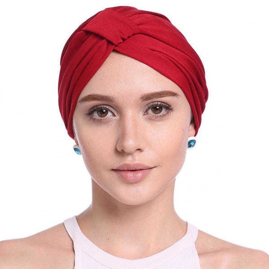 Women Modal Muslim Stretch Turban Hat Pre Tied Chemo Beanie Headwear For Cancer Patient