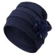 Women Monochrome Side-mounted Sequined Flower Headband Cap Turban Hat Cotton Casual Breathable Head Caps