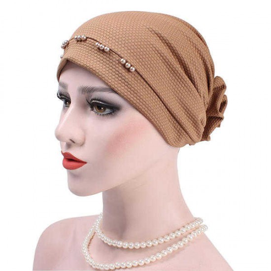 Women Muslim Beanies Flower Cotton Outdoor Casual Turban Hat