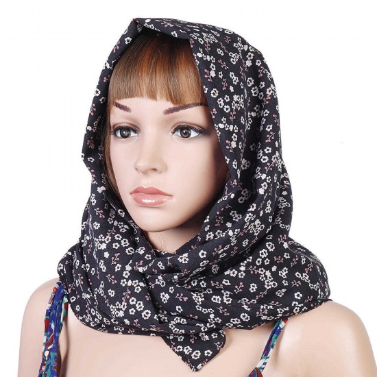 Women Muslim Yarn Printting Headscarf Scarf Floral Windproof Breathable Turban Caps