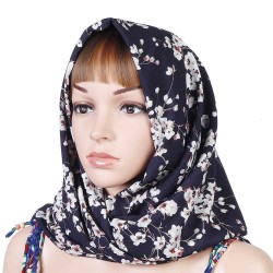 Women Muslim Yarn Printting Headscarf Scarf Floral Windproof Breathable Turban Caps