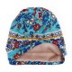 Women Muslin Ethnic Multi-purpose Plus Velvet Double Layers Beanie Hat Scarf Earmuffs Print Skullcap