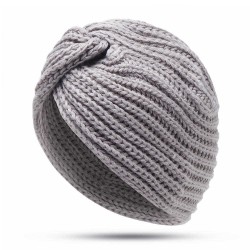 Women Muslin Indian Yarn Cross Twist Knit Turban Winter Warm Earmuffs Beanie Caps