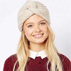 Women Muslin Indian Yarn Cross Twist Knit Turban Winter Warm Earmuffs Beanie Caps