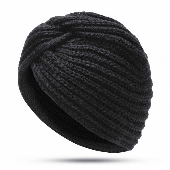 Women Muslin Indian Yarn Cross Twist Knit Turban Winter Warm Earmuffs Beanie Caps