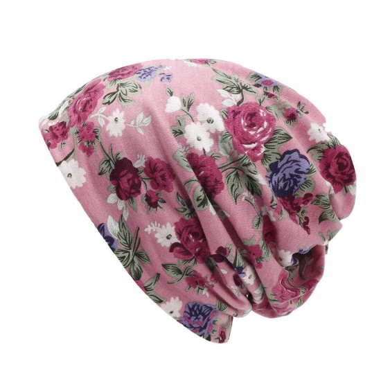 Women Muslin Printting Ethnic Cotton Breathable Thin Beanie Hat Vintage Good Elastic Turban Caps