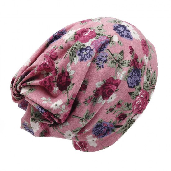 Women Muslin Printting Ethnic Cotton Breathable Thin Beanie Hat Vintage Good Elastic Turban Caps