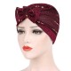 Women Muslin Studded Breathable Thin Ethnic Cotton Lace Beanie Hat Vintage Good Elastic Turban Caps