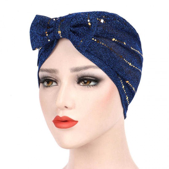 Women Muslin Studded Breathable Thin Ethnic Cotton Lace Beanie Hat Vintage Good Elastic Turban Caps