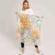 Women Noble Linen Lightweight Sunflower Abstract Painting Scarf Summer Breathable Flower Shawl