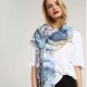 Women Noble Linen Lightweight Sunflower Abstract Painting Scarf Summer Breathable Flower Shawl