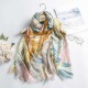 Women Noble Linen Lightweight Sunflower Abstract Painting Scarf Summer Breathable Flower Shawl