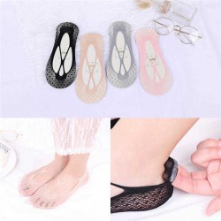 Women Non Slip Breathable Low-Cut Ankle Socks Hollow Out Cute Boat Socks