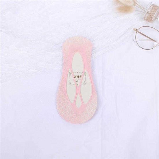 Women Non Slip Breathable Low-Cut Ankle Socks Hollow Out Cute Boat Socks