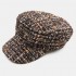 Women Octagonal Hat Tweed Solid Color Lattice Warm Navy Cap Flat Hats