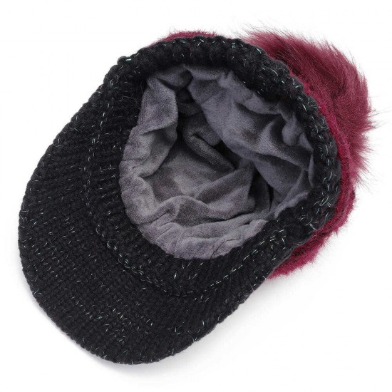 Women Outdoor Fashion Thickened Warm Knitted Hat Casual Knit Visor Cap