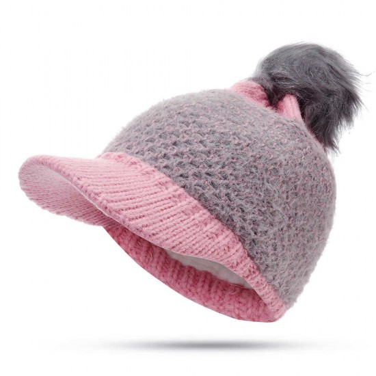 Women Outdoor Fashion Thickened Warm Knitted Hat Casual Knit Visor Cap