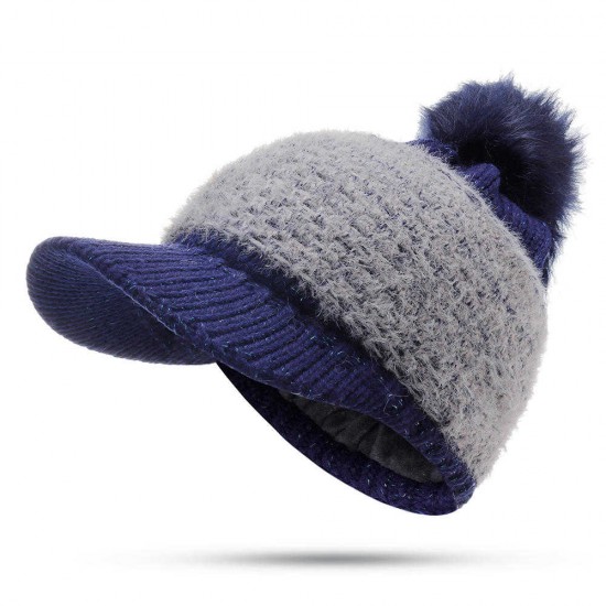 Women Outdoor Fashion Thickened Warm Knitted Hat Casual Knit Visor Cap