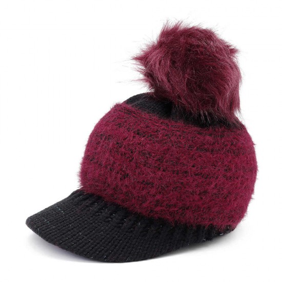 Women Outdoor Fashion Thickened Warm Knitted Hat Casual Knit Visor Cap