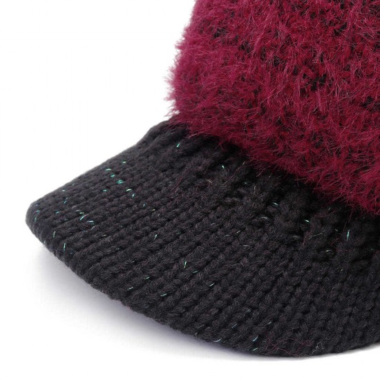 Women Outdoor Fashion Thickened Warm Knitted Hat Casual Knit Visor Cap