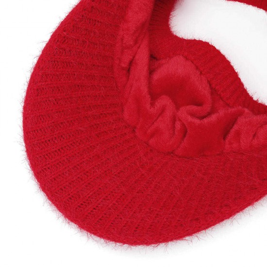 Women Outdoor Sport Fleece Lining Empty Top Knitted Hat Casual Warm Peaked Cap