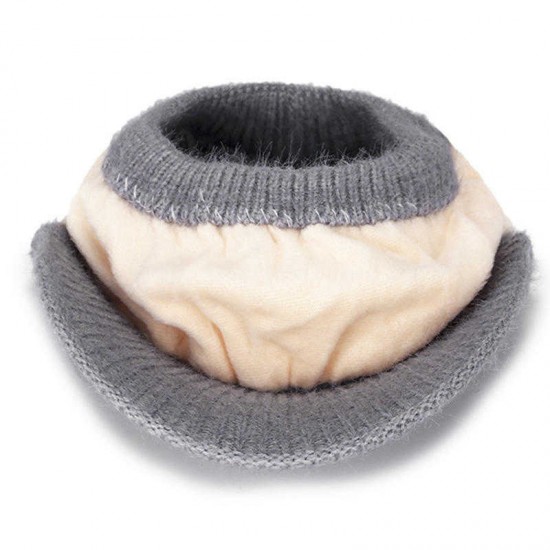 Women Outdoor Sport Fleece Lining Empty Top Knitted Hat Casual Warm Peaked Cap