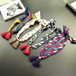 Women Pendants All-Match Small Scarf Chiffon Sat Korean style Tassel Decoration Necklace Scarves