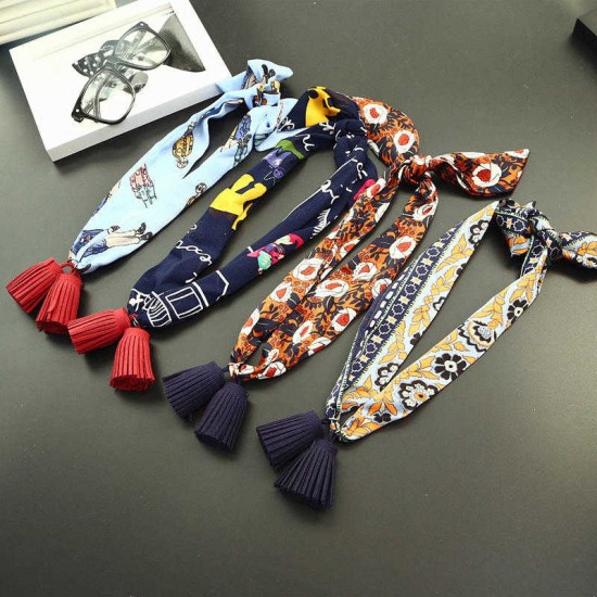 Women Pendants All-Match Small Scarf Chiffon Sat Korean style Tassel Decoration Necklace Scarves