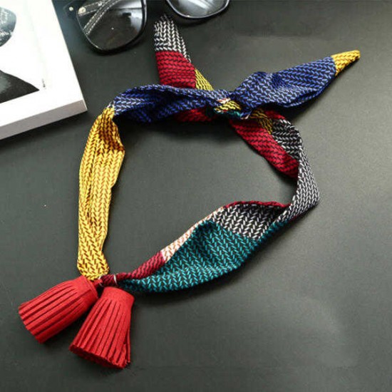 Women Pendants All-Match Small Scarf Chiffon Sat Korean style Tassel Decoration Necklace Scarves