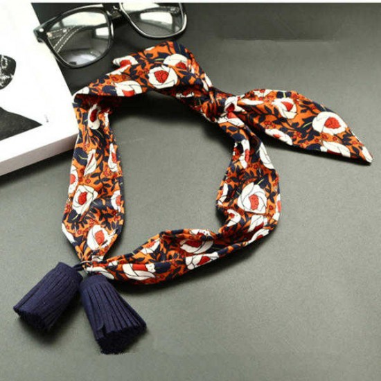 Women Pendants All-Match Small Scarf Chiffon Sat Korean style Tassel Decoration Necklace Scarves