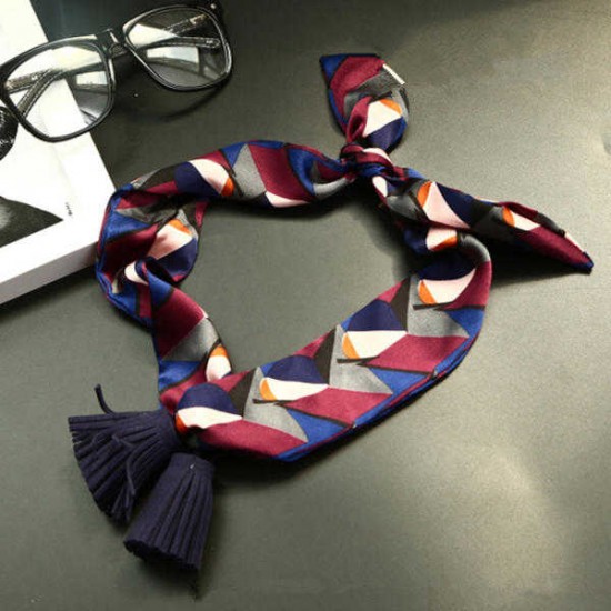 Women Pendants All-Match Small Scarf Chiffon Sat Korean style Tassel Decoration Necklace Scarves